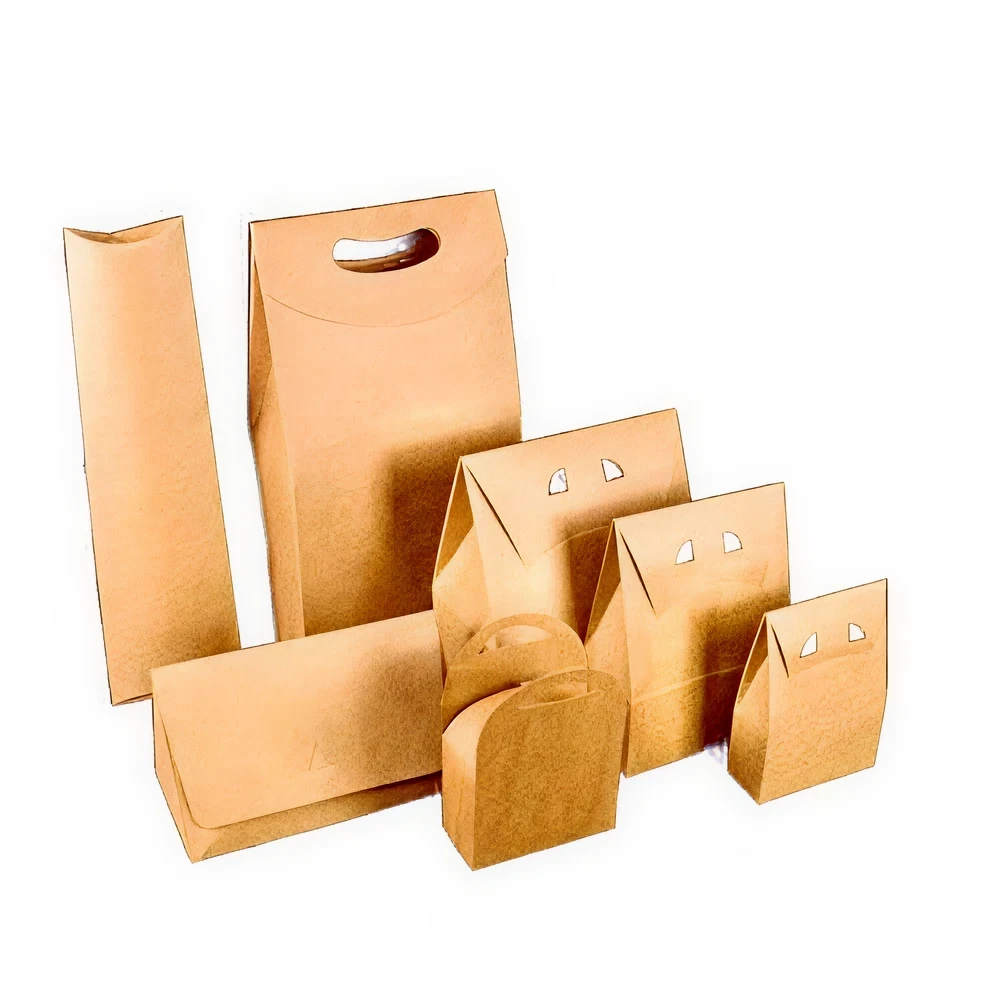 Sacolas de papel kraft em diferentes tamanhos